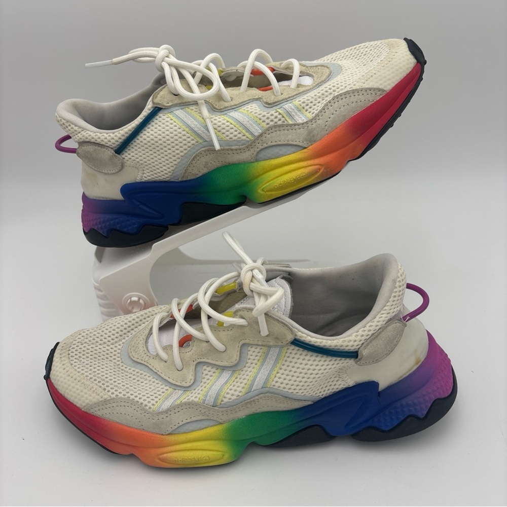 adidas Cream Athletic Shoes with Rainbow Sole‎